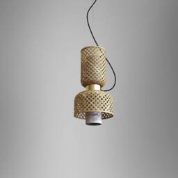 Handmade Woven Bamboo Pendant Light Minimalist Sustainable Home Decor - thumbnail 2