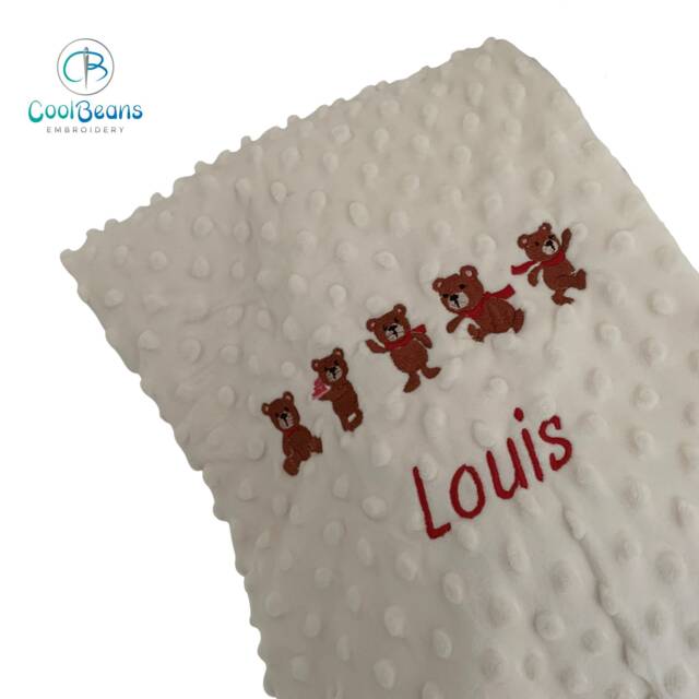 Teddy Bear - Bubble Baby Blanket Embroidered Personalised 95cm X 75cm - image 1
