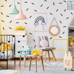 Confetti Wall Stickers Sprinkles 110 Set Black Sheets Rainbow Shaped Removable Decor Nursery Decoration Girl Bedroom Baby Room Playroom - thumbnail 2