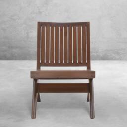 Handmade Pierre Jeanneret Inspired Outdoor Slatted Armless Easy Chair - thumbnail 3