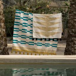 Light Yellow Geometric Kilim Rug - Hand Woven Minimalist Area Runner 5x8 8x10 9x12 Soft Tasseled Trendy Cotton Rugs For Living Kids Room - thumbnail 3