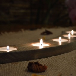 Wooden Candle Holder, Wood Tea Light 5 Home Decor, Minimalist Style - thumbnail 2