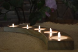 Wooden Candle Holder, Wood Tea Light 5 Home Decor, Minimalist Style - thumbnail 1
