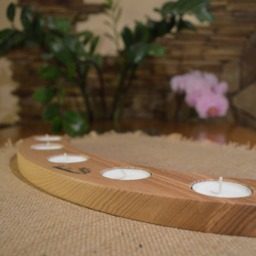 Wooden Candle Holder, Wood Tea Light 5 Home Decor, Minimalist Style - thumbnail 3