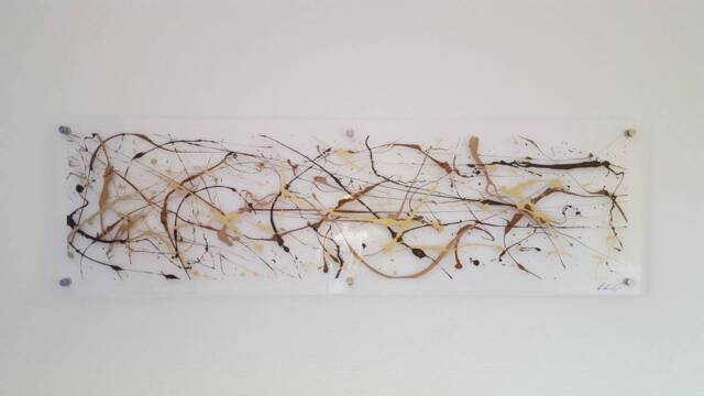 Gold, Cream & Brown Wall Art Large Horizontal Abstract Wall Art Brown, Beige, Gold Painting On Acrylic Minimalistic Panoramic Artwork