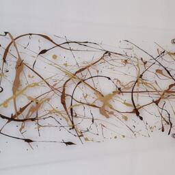 Gold, Cream & Brown Wall Art Large Horizontal Abstract Wall Art Brown, Beige, Gold Painting On Acrylic Minimalistic Panoramic Artwork - thumbnail 3