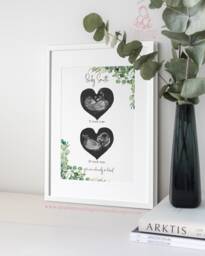 Personalized Baby Scan Print - Eucalyptus Ultrasound Art, Nursery Decor - thumbnail 1