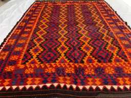 Large Afghan Kilim Rug Handwoven Wool Tribal Rug - 9.5x6.10 Ft - thumbnail 1