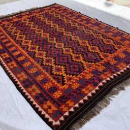 Large Afghan Kilim Rug Handwoven Wool Tribal Rug - 9.5x6.10 Ft - thumbnail 4