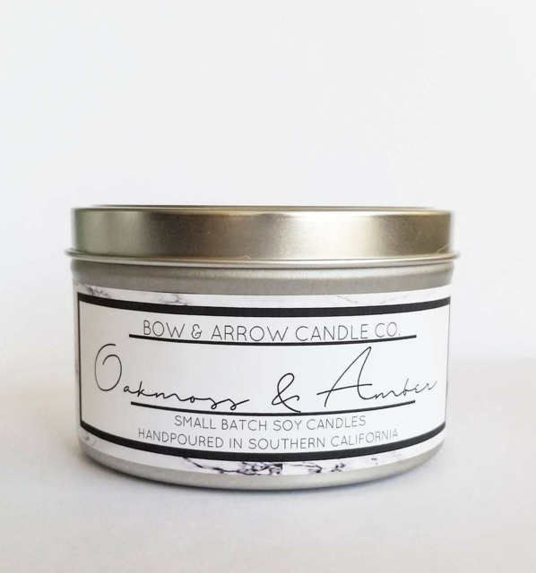 8 Oz Natural Soy Candle Oakmoss & Amber Scented - Tin Cologne- Candles Masculine - image 1