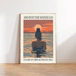 Open Water Swimming Art Print - Into The I Go To Lose My Mind & Find My Soul Sea Poster Swimmer Gift - thumbnail 2