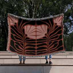 Matisse Burgundy Pink & Black Floral Woven Throw Blanket - thumbnail 2