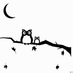 Owl Family Wall Decal Autumn Branch, Falling Leaves, Nursery Decor - thumbnail 3