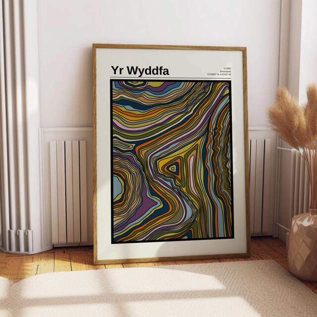 Yr Wyddfa Mountain Contour Print Snowdonia Map Art On Fine Paper - image 1