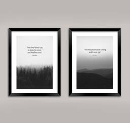 Inspirational Landscape Prints John Muir Quotes, Into The Forest & Mountains Are Calling Artworks - thumbnail 1