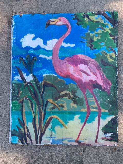 Vintage Flamingo Wood Sign Retro Florida Beach Wall Art