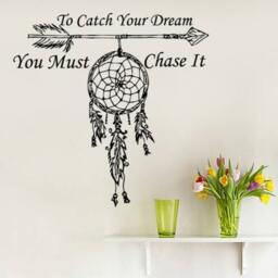 Wall Decals Quote To Catch Your Dream Vinyl Sticker Amulets Feather Arrow Boho Bedding Catcher Decal Home Decor Bohemian Ms760 - thumbnail 1