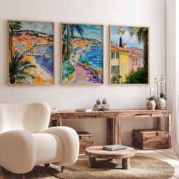 Set Of 3 Nice Travel Posters, France Wall Art Prints, French Riviera Decor, C??te D'azur Print, Beach Artwork - thumbnail 2