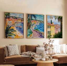 Set Of 3 Nice Travel Posters, France Wall Art Prints, French Riviera Decor, C??te D'azur Print, Beach Artwork - thumbnail 1