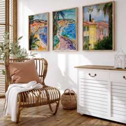 Set Of 3 Nice Travel Posters, France Wall Art Prints, French Riviera Decor, C??te D'azur Print, Beach Artwork - thumbnail 3