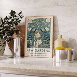 William Morris Peacock Print, Kew Gardens London Poster, Vintage Wall Art, Floral Poster - thumbnail 3