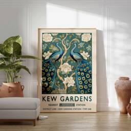 William Morris Peacock Print, Kew Gardens London Poster, Vintage Wall Art, Floral Poster - thumbnail 2