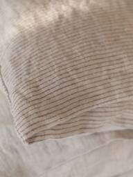 Linen Pillowcases-Linen Pillow Cover-Set Of Two Linen Pillowcases-Natural Flax With Bordo Stripes Pillowcases-Available in Any Sizes - thumbnail 1