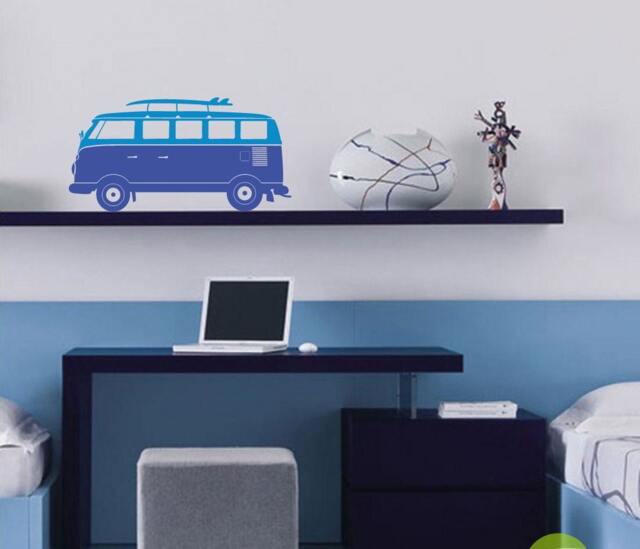Camper Van Wall Decal Vw Bus, Beach House Decor - 45 X 23 cm - image 1