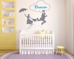 Mary Poppins Nursery Wall Decal Let's Fly A Kite Cartoon Art 14Mp - thumbnail 1