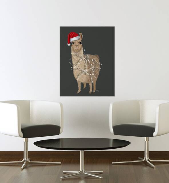 Christmas Llama With Lights Wall Sticker Decal - Kids Stickers, Animals Childrens Decals, Art, Room