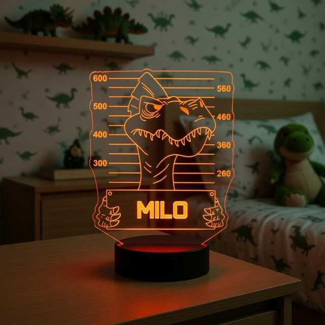 Personalised Dinosaur Led Night Light Kids Bedroom Decor - image 1