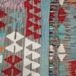 Multicolour Rug, Handmade Artisan Afghan Turkish Scandinavian Navajo Bohemian Flatweave Wool Kilim 127x100 cm - thumbnail 3