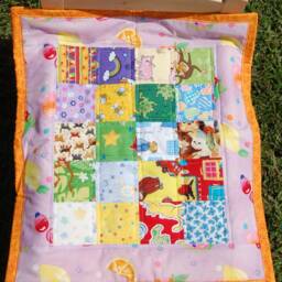 Doll Quilt Pillow & Pillowcase Set Fruit On Lavender - Ready To Ship - thumbnail 3