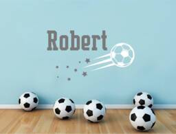 Personalised Football Name Wall Sticker, Football & Name Wall Decoration, Personalised Gift For Footballer, Custom - thumbnail 1