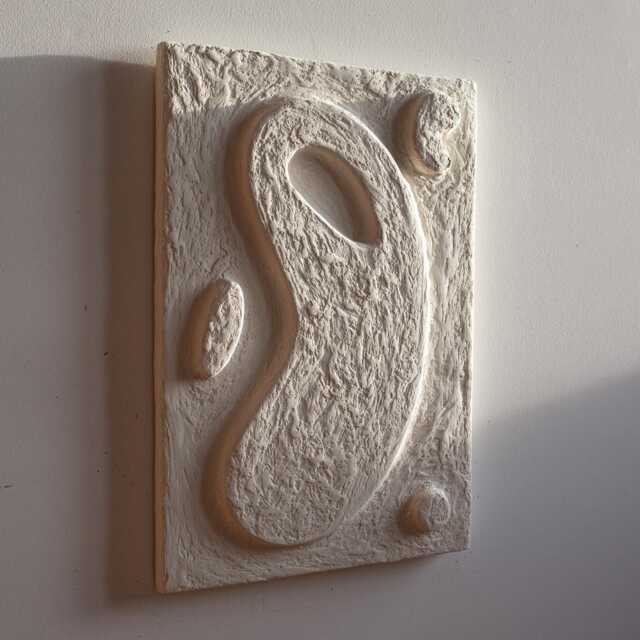 Japandi Wall Decor, Handmade 3D Art, Wabi Sabi Plaster Sculpture, Organic Biomorphic Artwork, White Minimalist Art - image 1