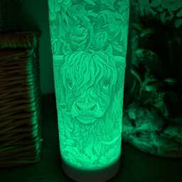 William Morris Highland Cow Lamp Art Nouveau Rechargeable Light - thumbnail 3
