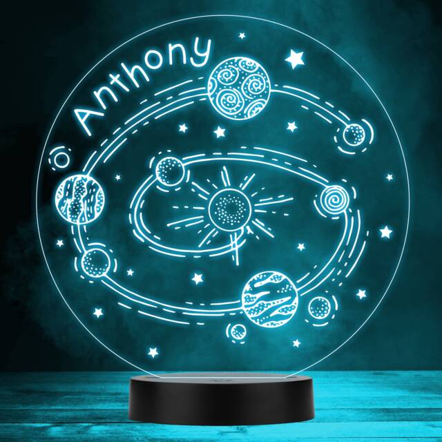 Solar System Planets Astronomy Stars Personalised Gift Multicolour Night Light - Bedroom Lamp - image 1