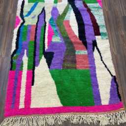 Custom Pink Boujaad Moroccan Rug Soft Shag Wool Berber Rug - thumbnail 3
