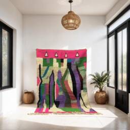 Custom Pink Boujaad Moroccan Rug Soft Shag Wool Berber Rug - thumbnail 1