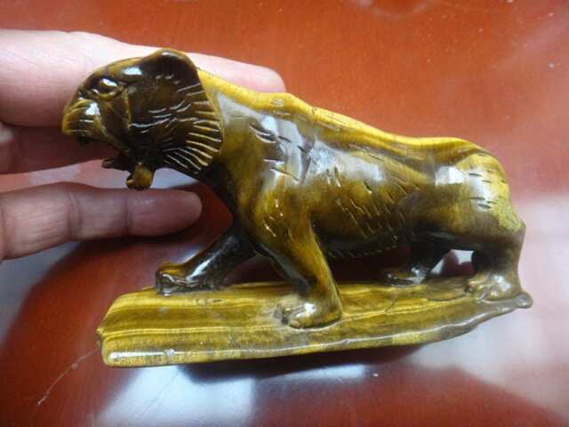 Unique Perfect Natural Tiger Eye Stone Tiger Charms Carving/Sculpture - image 1
