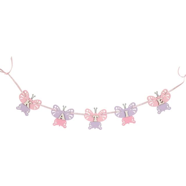 Butterfly Lilac & Pink Personalised Wooden Name Garland - Price Per Letter