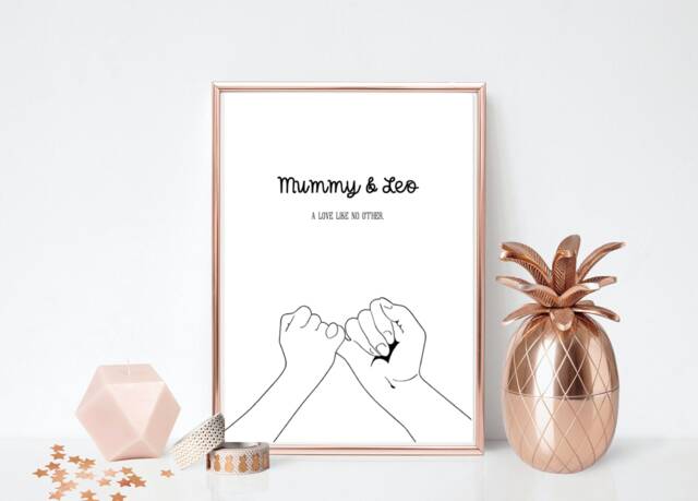 Mother & Child Pinky Promise Print Personalised Hands Art