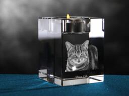 Manx, Crystal Candlestick With Cat, Souvenir, Decoration, Limited Edition, Collection