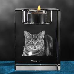 Manx, Crystal Candlestick With Cat, Souvenir, Decoration, Limited Edition, Collection - thumbnail 2