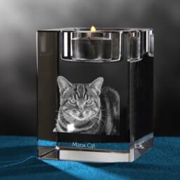 Manx, Crystal Candlestick With Cat, Souvenir, Decoration, Limited Edition, Collection - thumbnail 3