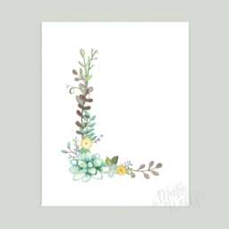 L - Floral Letter Art Print Girls Nursery Decor Decorative Botanical Initial Wall For Child Or Baby's Room Newlywed Gift - thumbnail 2
