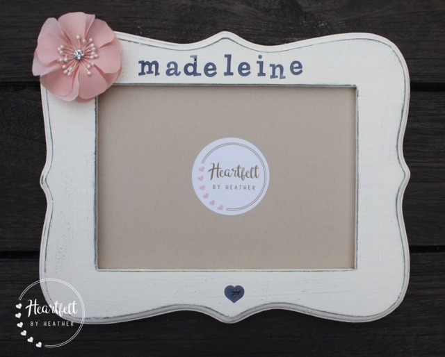 Personalized Baby Girl Picture Frame, Distressed Scalloped Edge, 5x7 - image 1