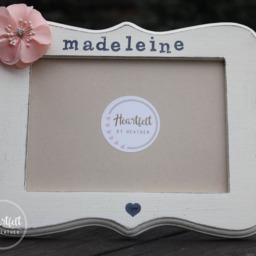 Personalized Baby Girl Picture Frame, Distressed Scalloped Edge, 5x7 - thumbnail 2