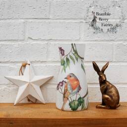 Beautiful Bird Robin Green Leaves Key Hook Rack, Necklace Jewellery Hanger Organiser, Tea Towel Holder, Kitchen Wall Organiser - thumbnail 3