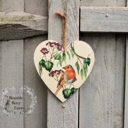 Beautiful Bird Robin Green Leaves Key Hook Rack, Necklace Jewellery Hanger Organiser, Tea Towel Holder, Kitchen Wall Organiser - thumbnail 2